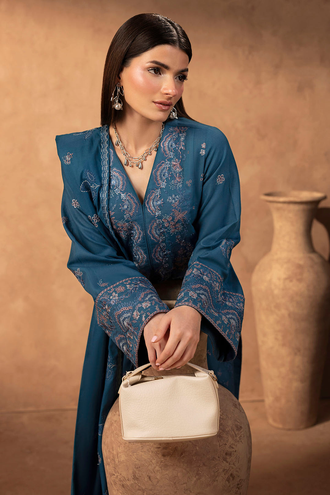 5677-MEADOW EMBROIDERED KHADDAR STITCHED
