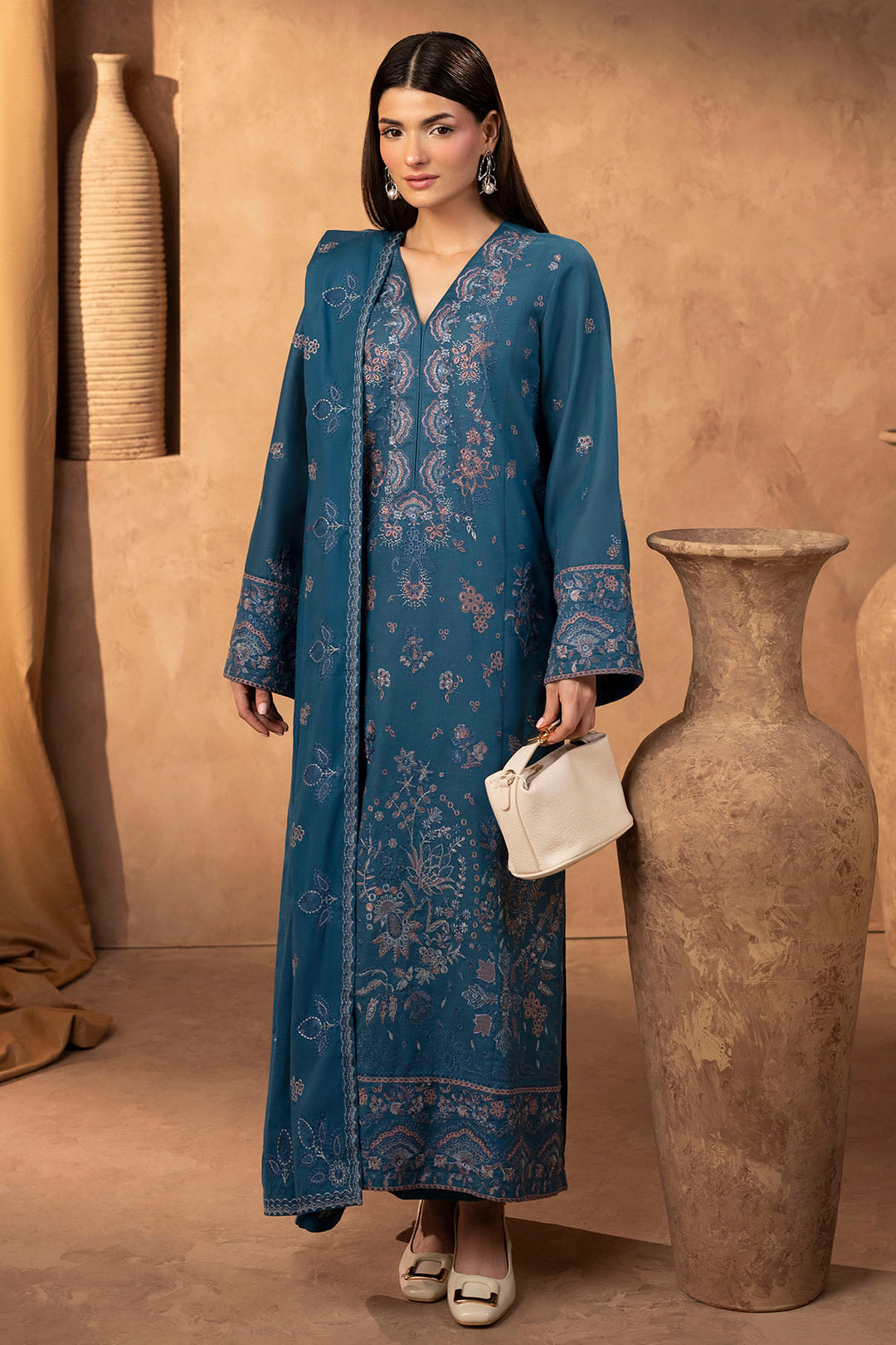 5677-MEADOW EMBROIDERED KHADDAR STITCHED