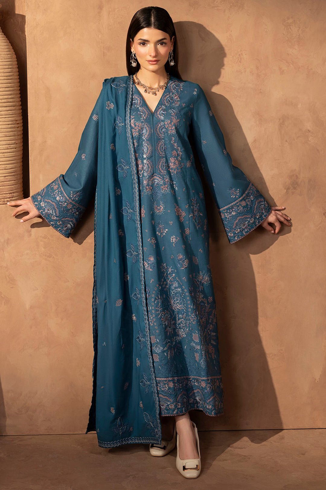 5677-MEADOW EMBROIDERED KHADDAR STITCHED