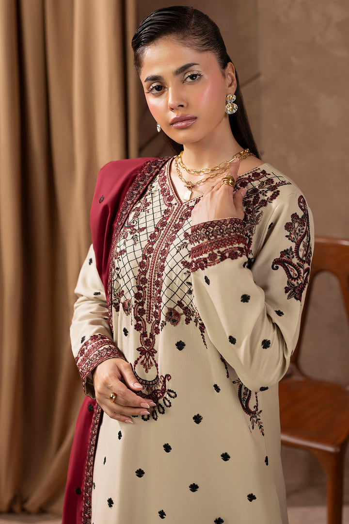 5678-LATTE EMBROIDERED KHADDAR UNSTITCHED
