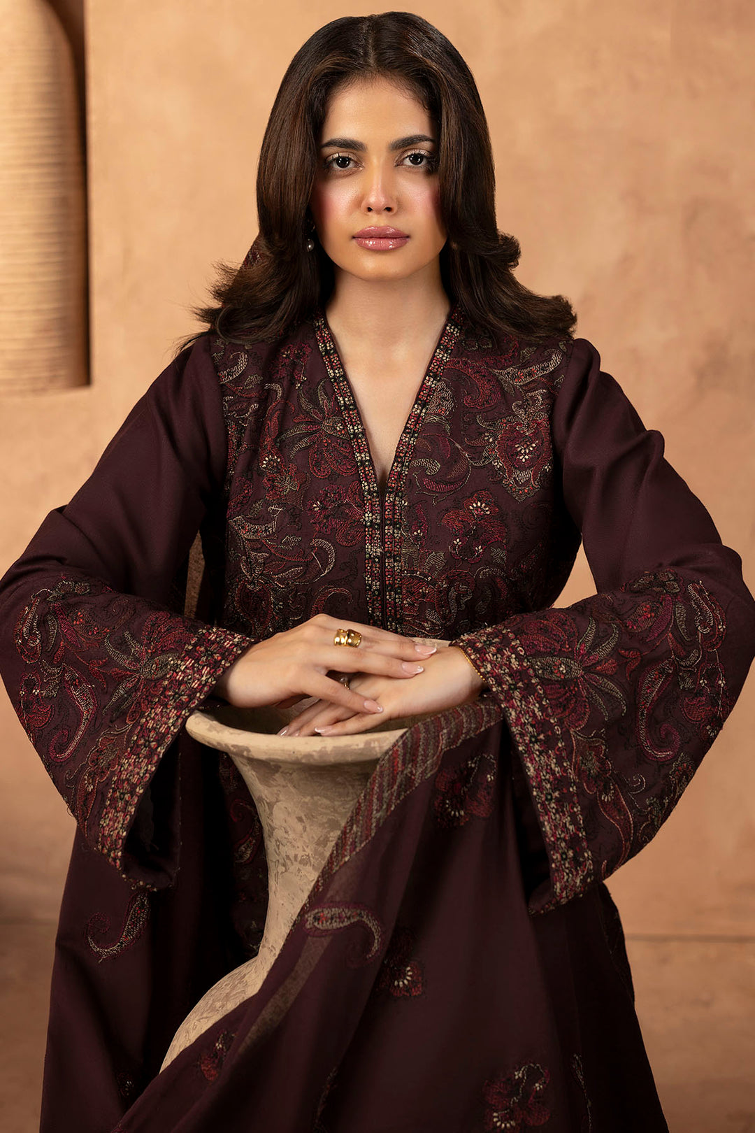 5681-GLADE EMBROIDERED KHADDAR UNSTITCHED