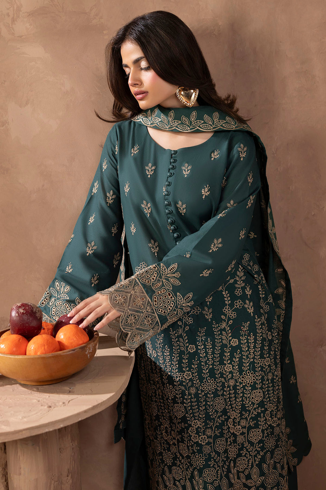 5683-AURIGA EMBROIDERED KHADDAR STITCHED