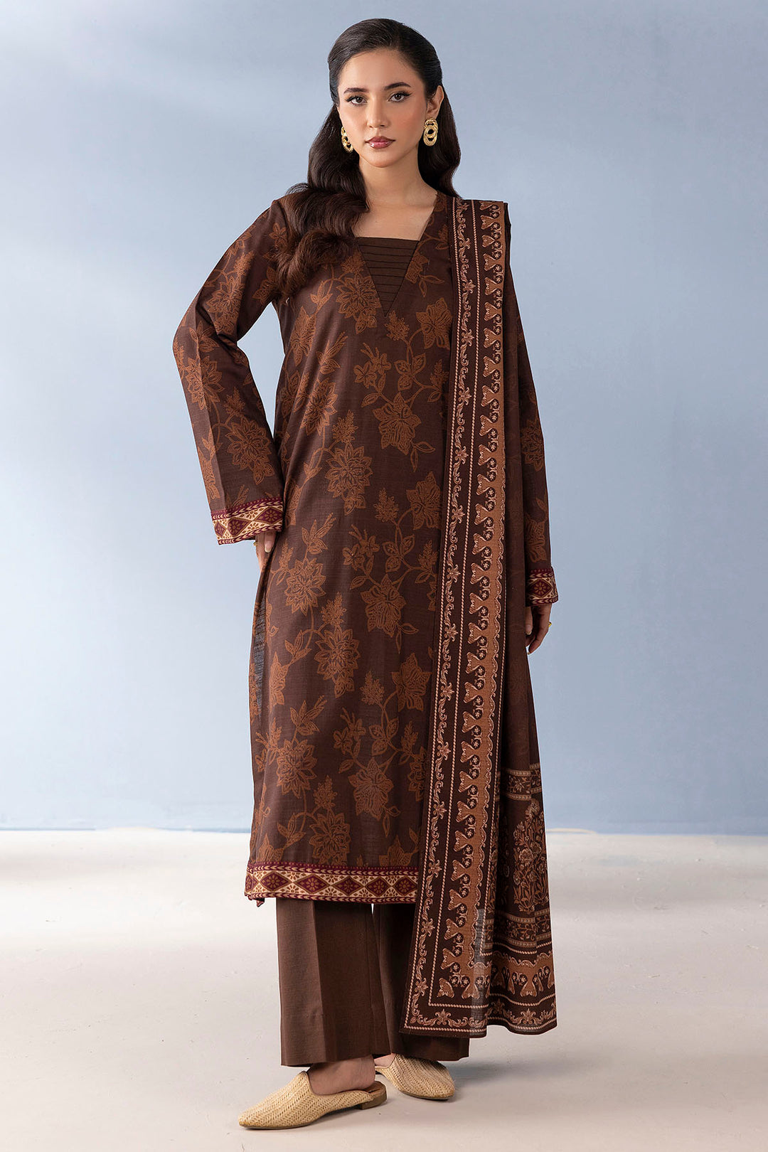 5722-DELSA DIGITAL PRINTED KHADDAR STITCHED