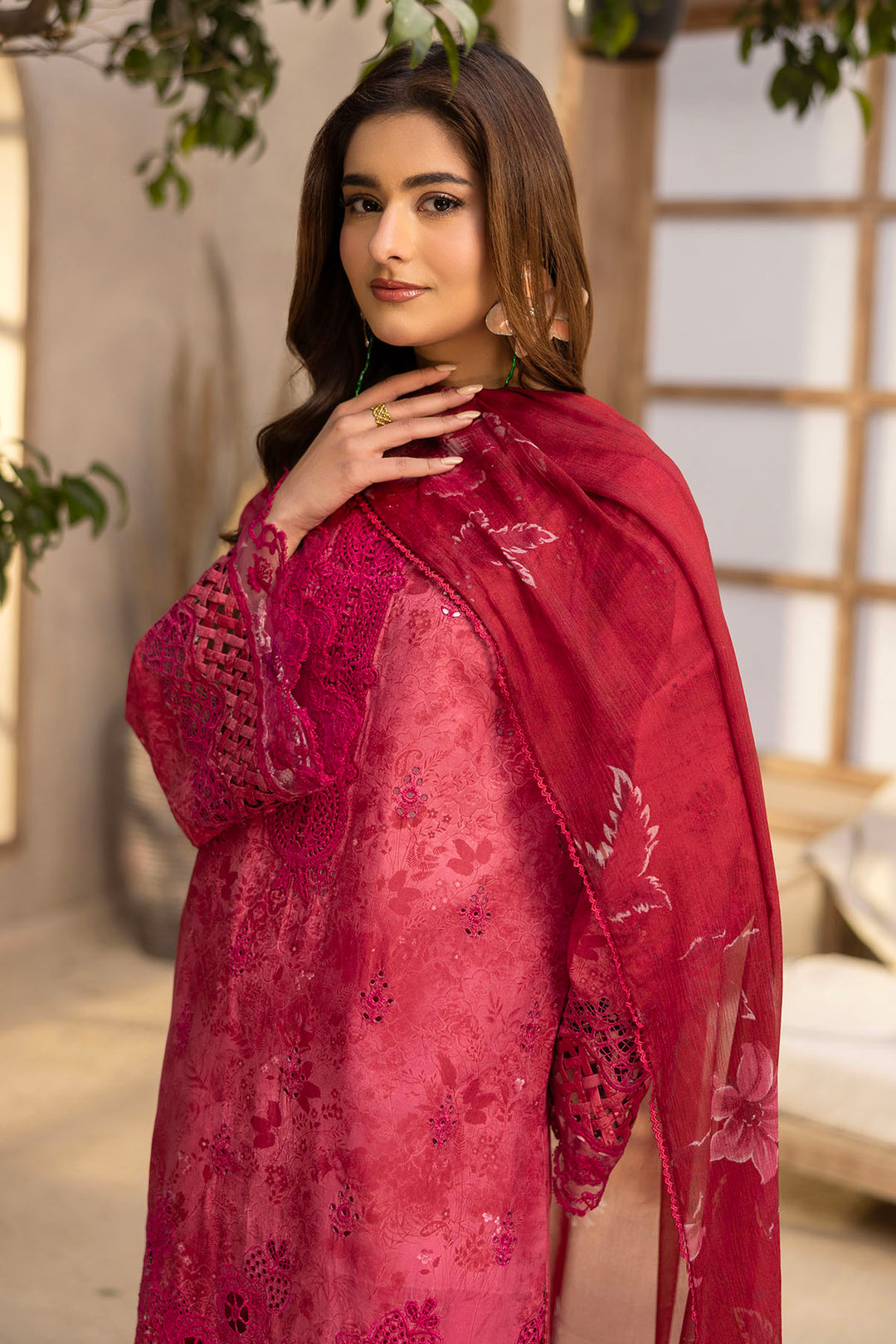 5731-SAFFRON EMBROIDERED LAWN STITCHED