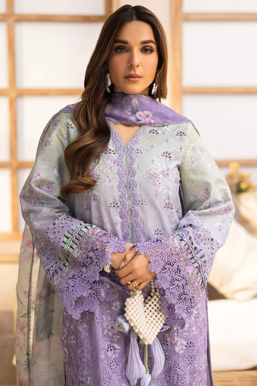 5734-DIANA EMBROIDERED LAWN STITCHED