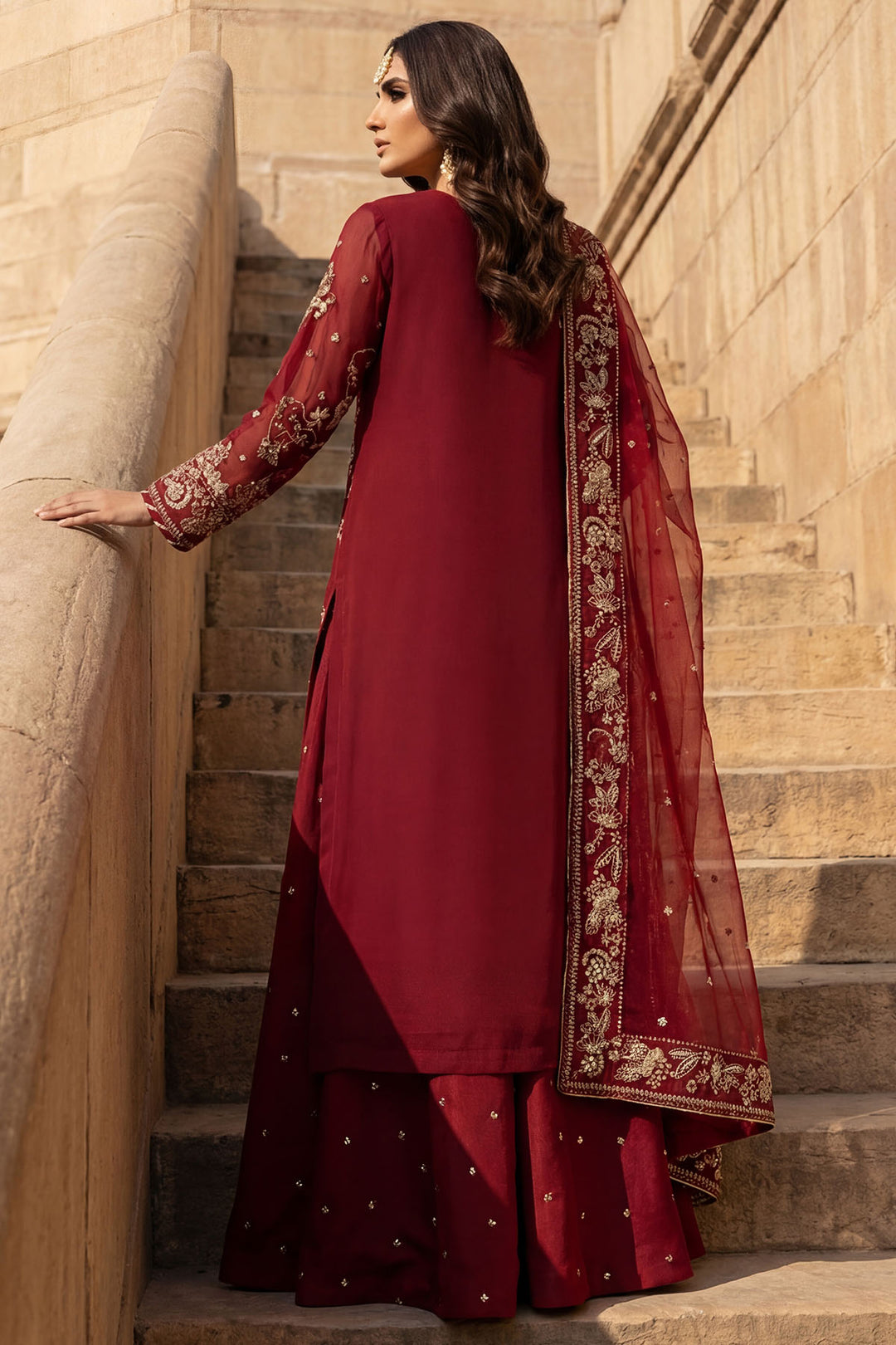 5740-AYRA EMBROIDERED CRINKLE CHIFFON STITCHED