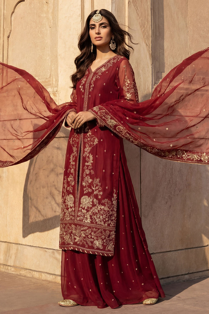 5740-AYRA EMBROIDERED CRINKLE CHIFFON STITCHED