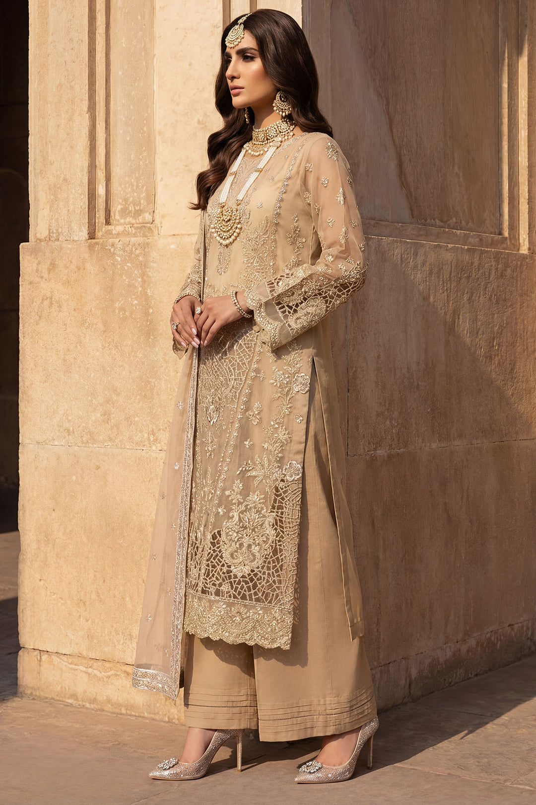 5741-ELARA EMBROIDERED ORGANZA STITCHED