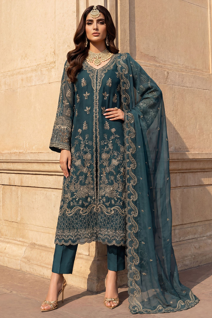5742-REHA EMBROIDERED CRINKLE CHIFFON STITCHED