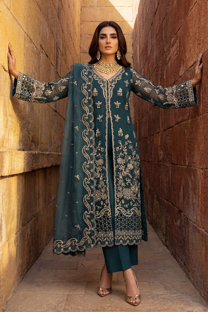 5742-REHA EMBROIDERED CRINKLE CHIFFON STITCHED