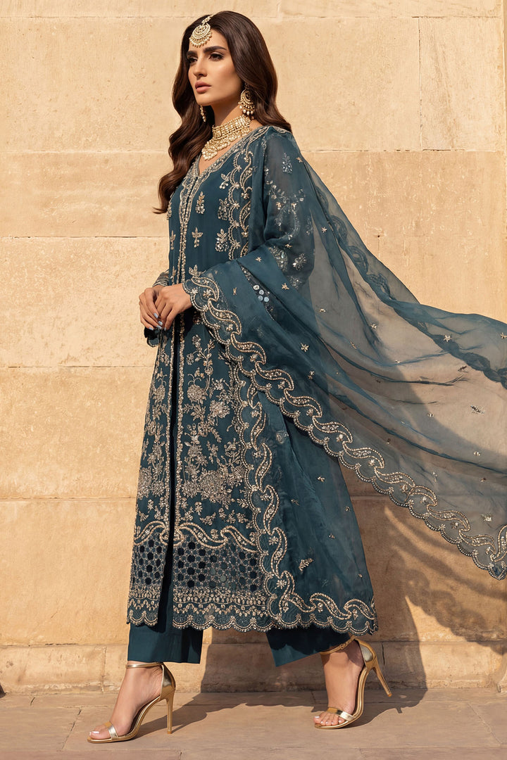 5742-REHA EMBROIDERED CRINKLE CHIFFON STITCHED