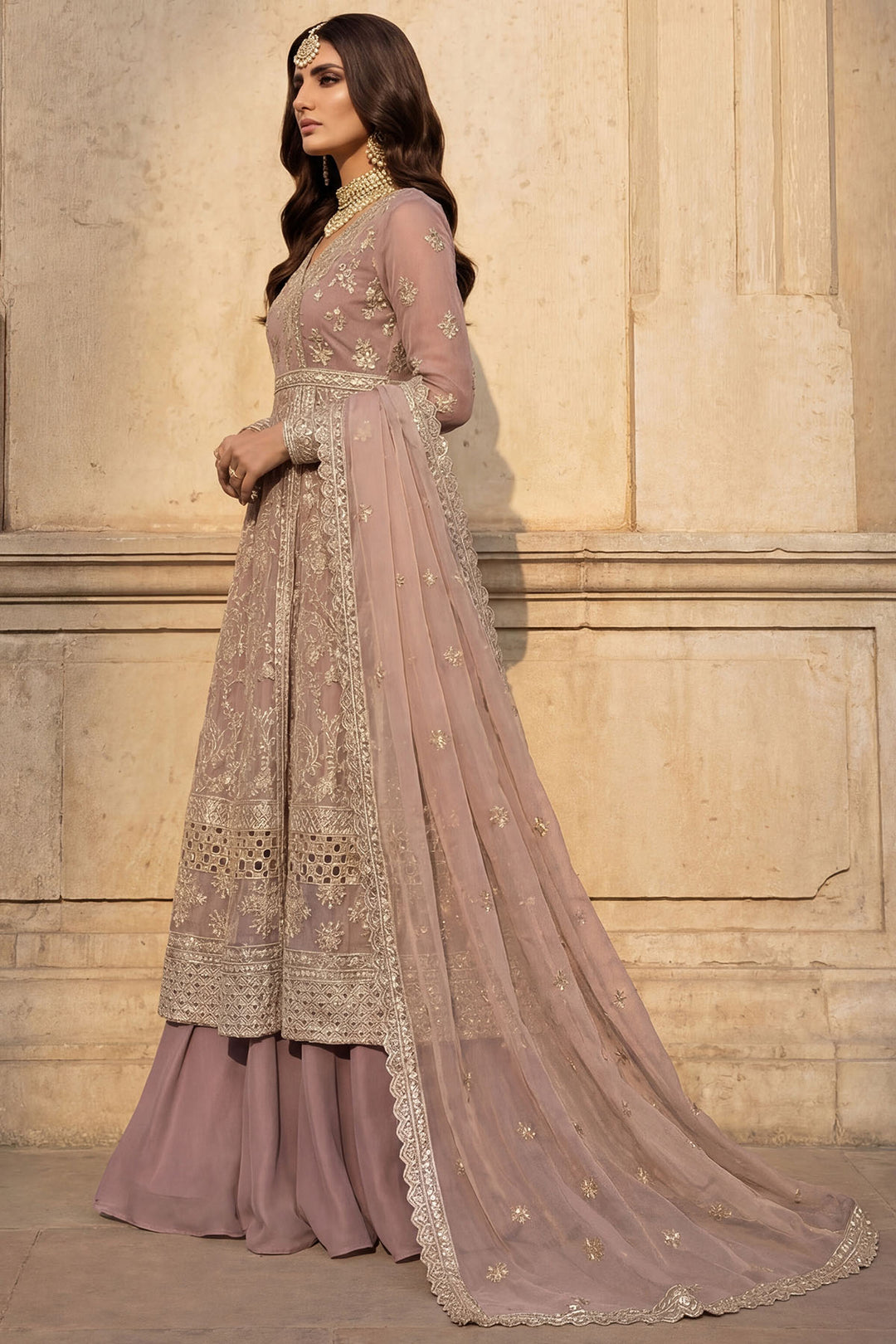 5744-SELENE EMBROIDERED CRINKLE CHIFFON STITCHED