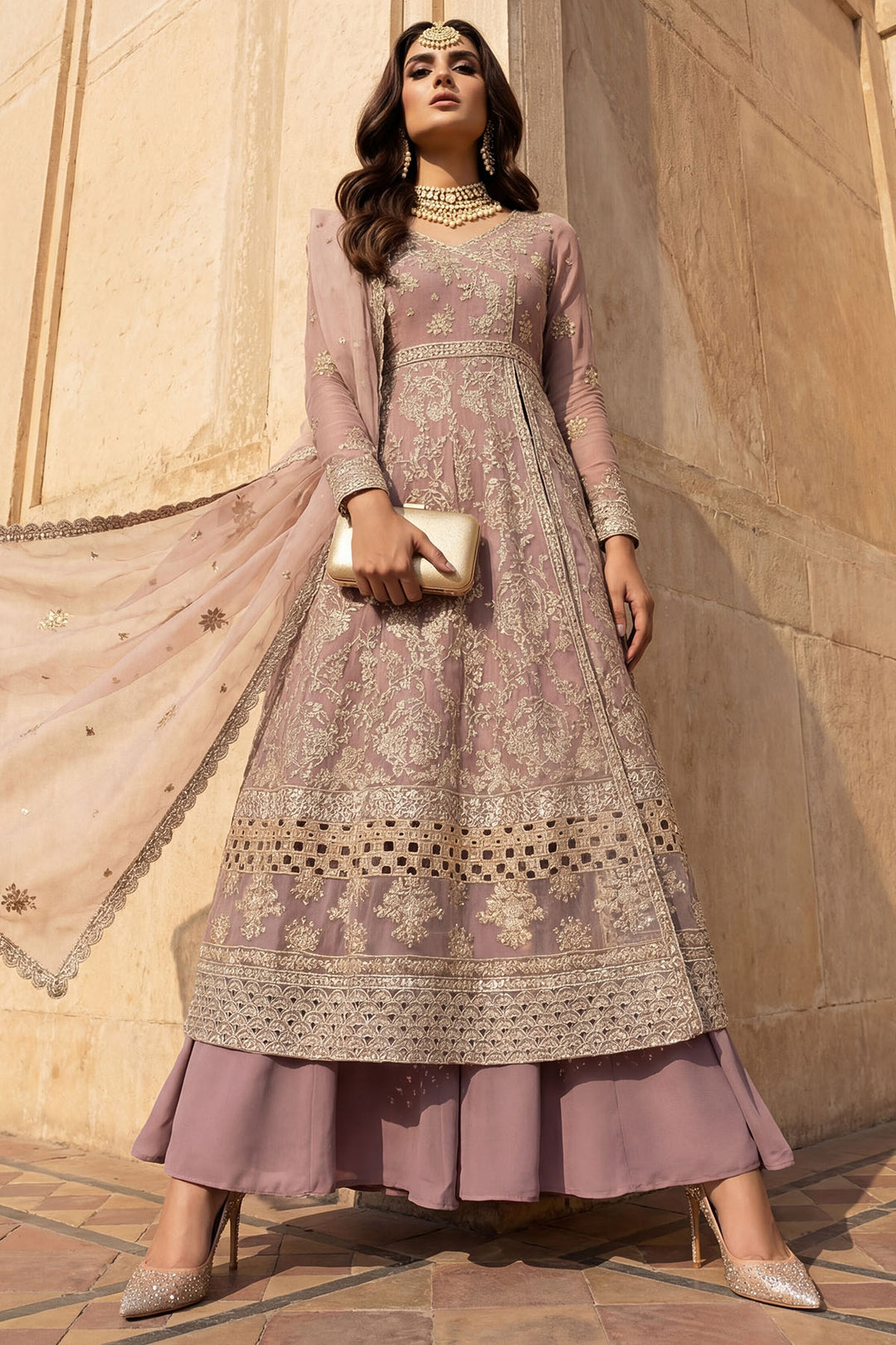 5744-SELENE EMBROIDERED CRINKLE CHIFFON STITCHED