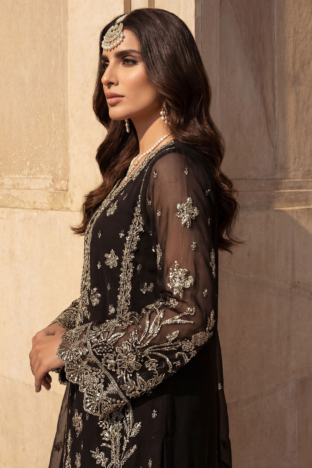 5745-TALIA EMBROIDERED CRINKLE CHIFFON STITCHED