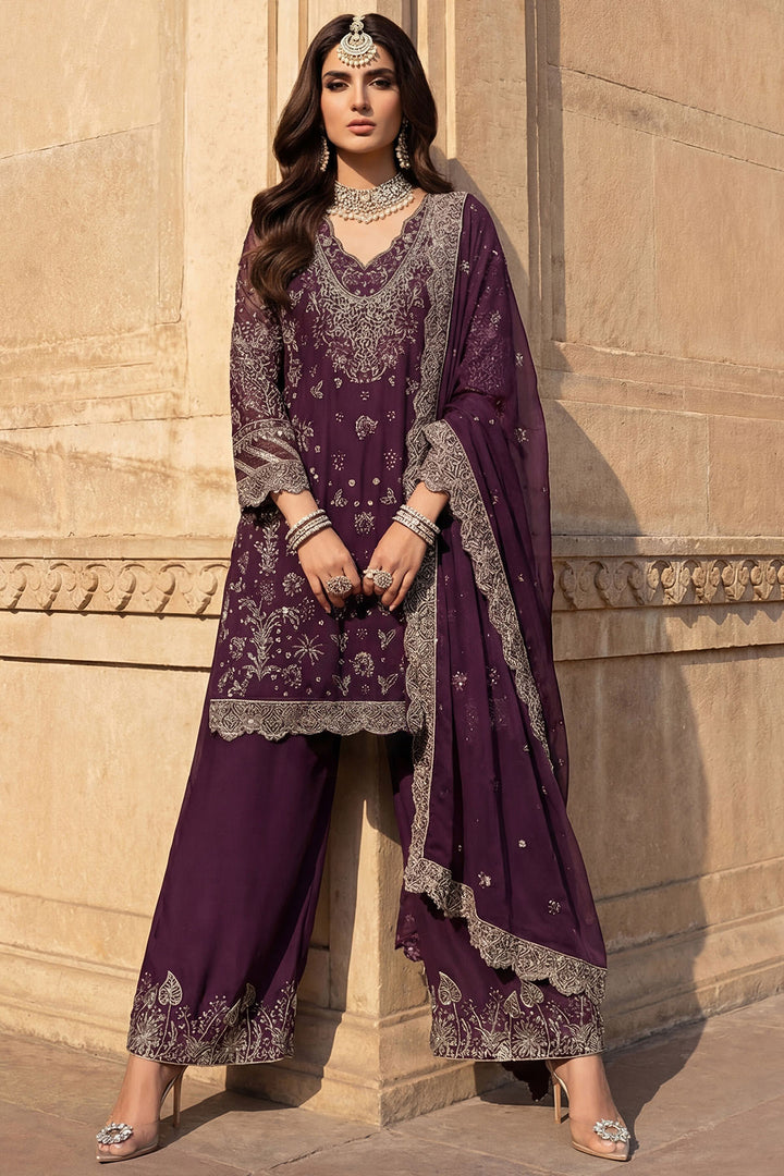 5747-AYLA EMBROIDERED CRINKLE CHIFFON STITCHED