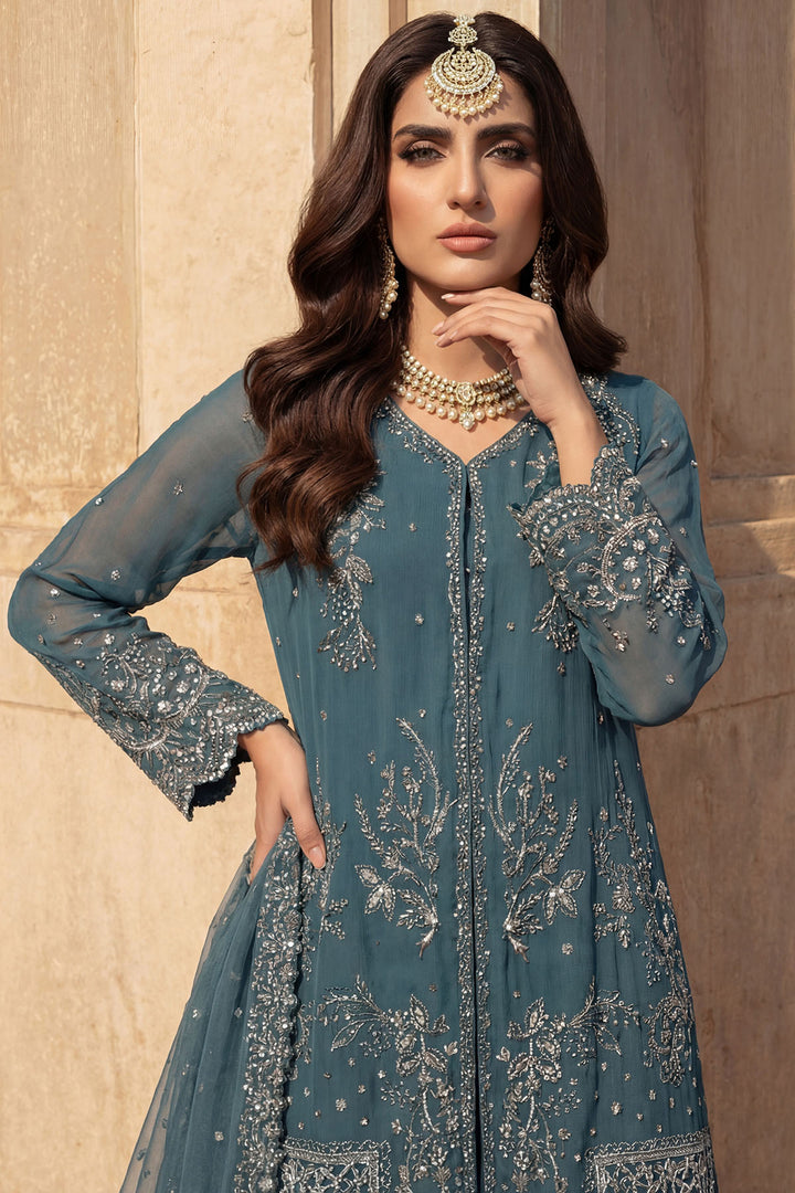 5748-ARZOO EMBROIDERED CRINKLE CHIFFON STITCHED