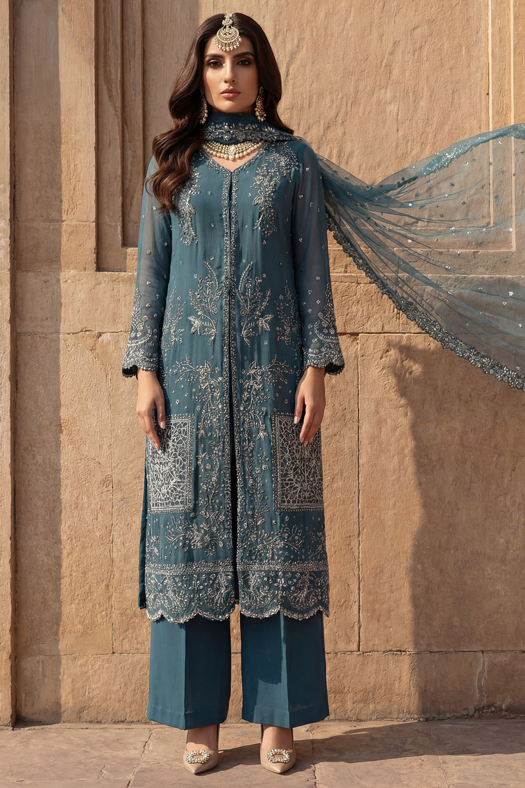 5742-ARZOO EMBROIDERED CRINKLE CHIFFON UNSTITCHED