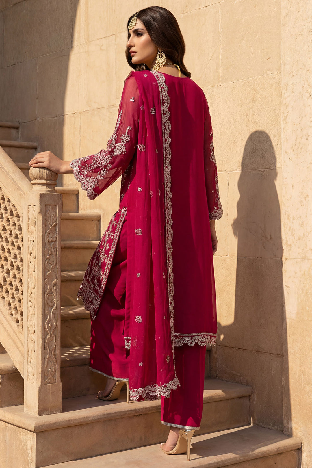 5749-LYANNA EMBROIDERED CRINKLE CHIFFON STITCHED