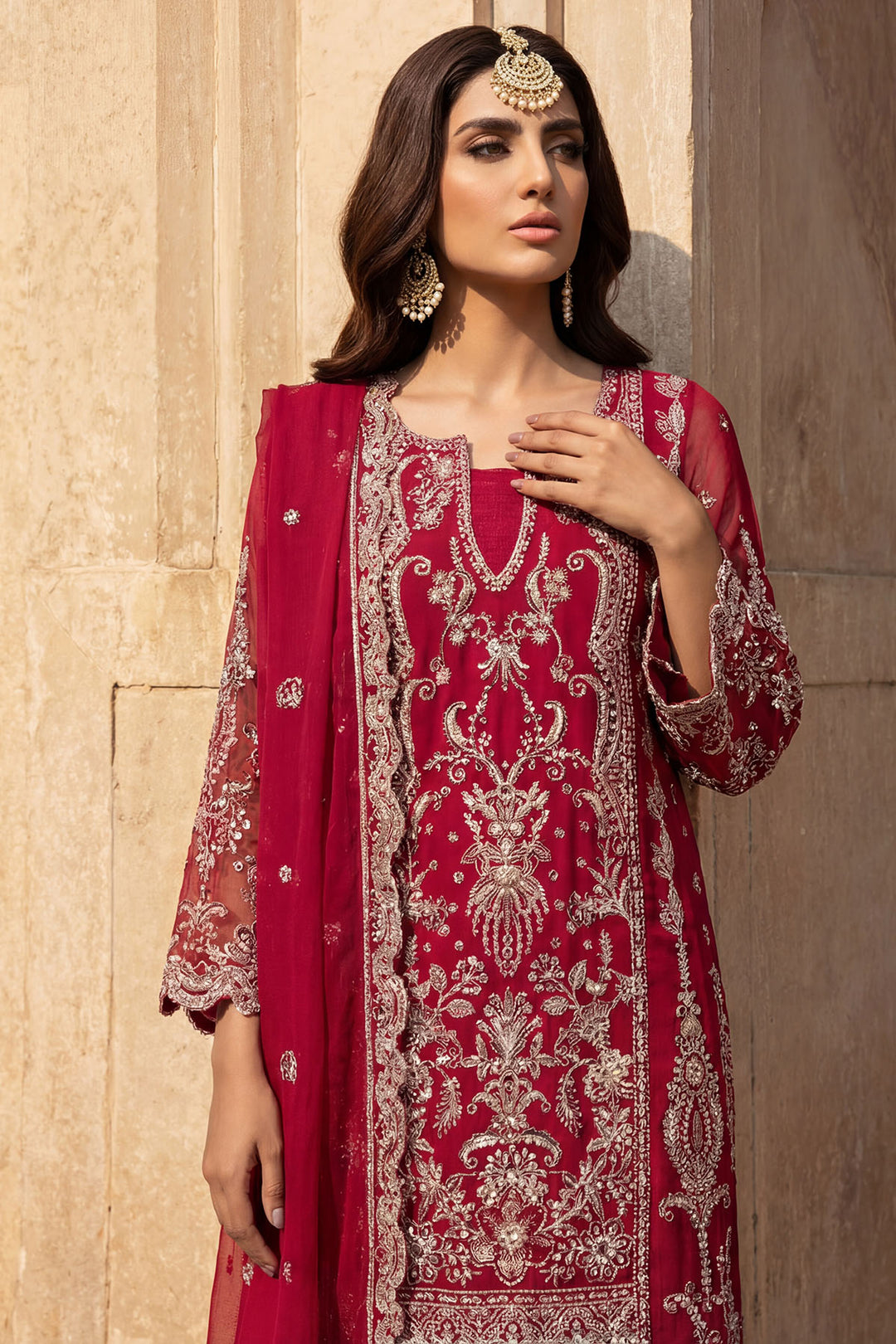 5749-LYANNA EMBROIDERED CRINKLE CHIFFON STITCHED