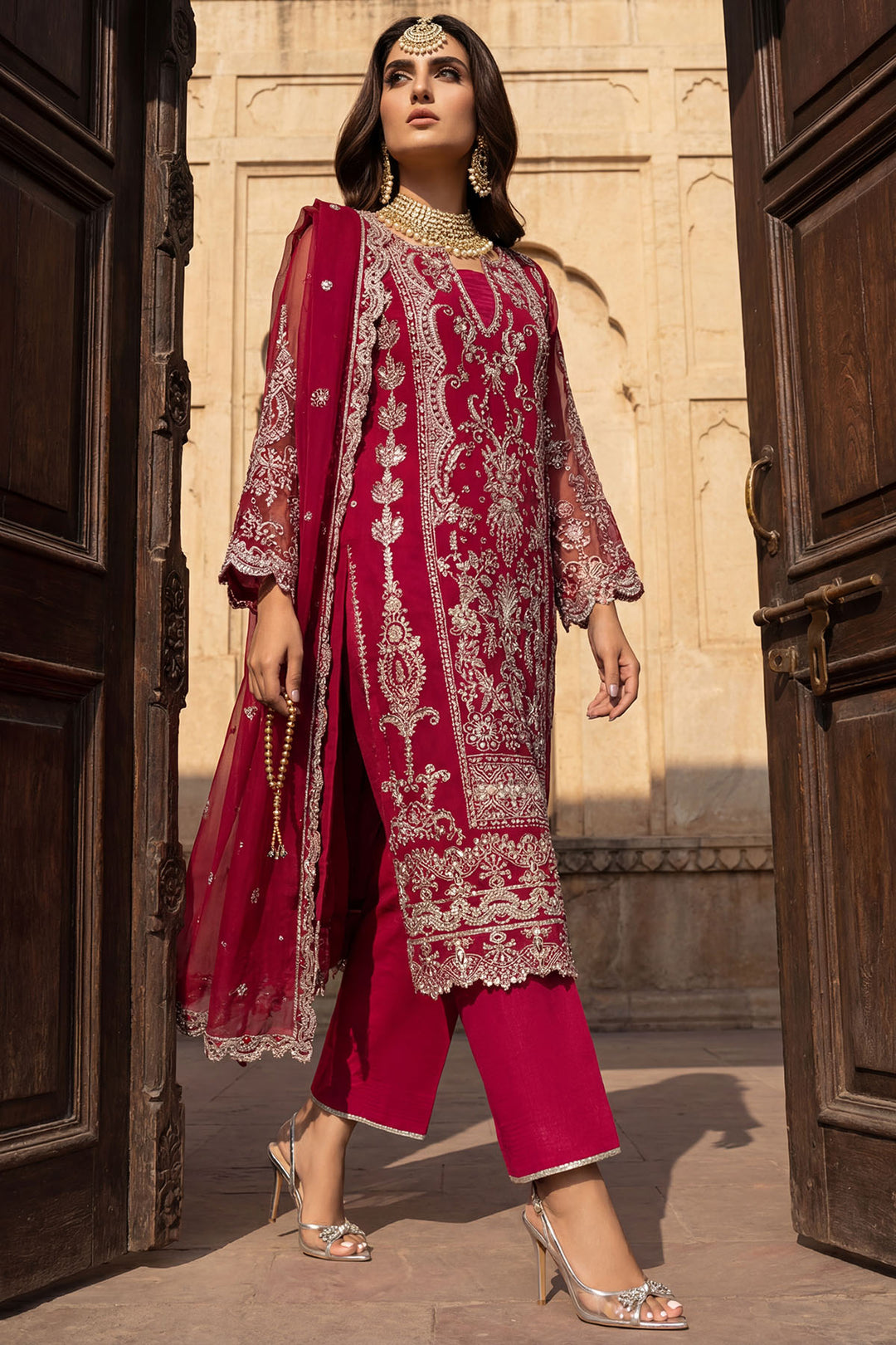 5749-LYANNA EMBROIDERED CRINKLE CHIFFON STITCHED