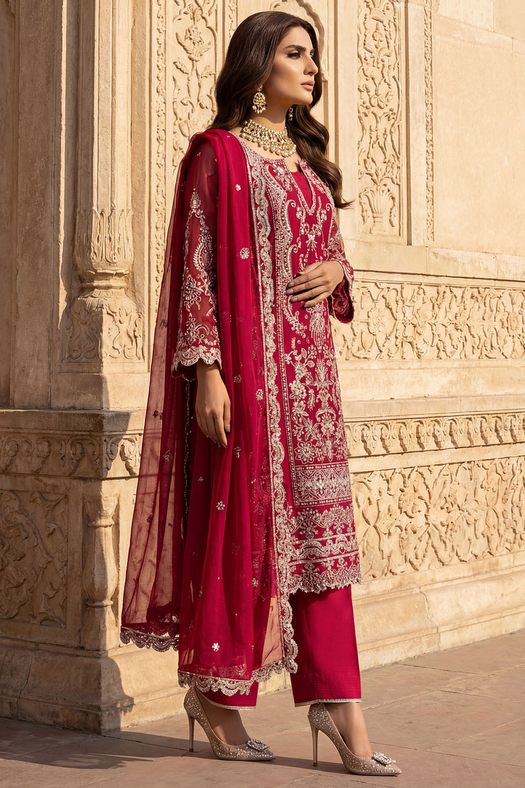 5749-LYANNA EMBROIDERED CRINKLE CHIFFON STITCHED