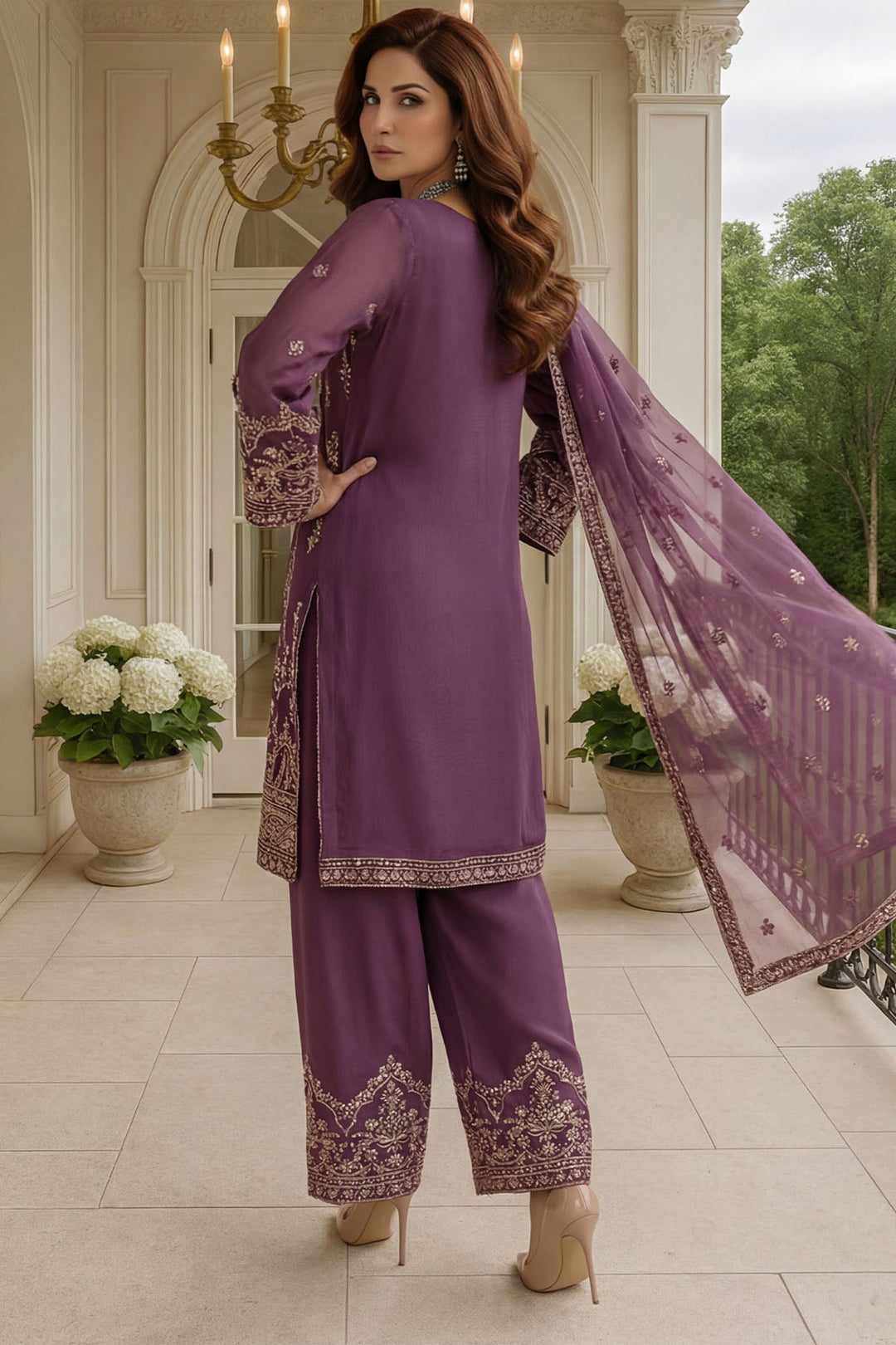 5750-NOAN EMBROIDERED SILK STITCHED