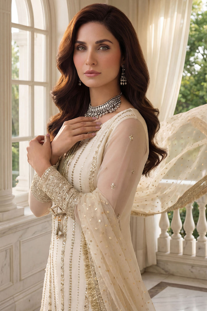 5752-ROSE EMBROIDERED CRINKLE CHIFFON STITCHED