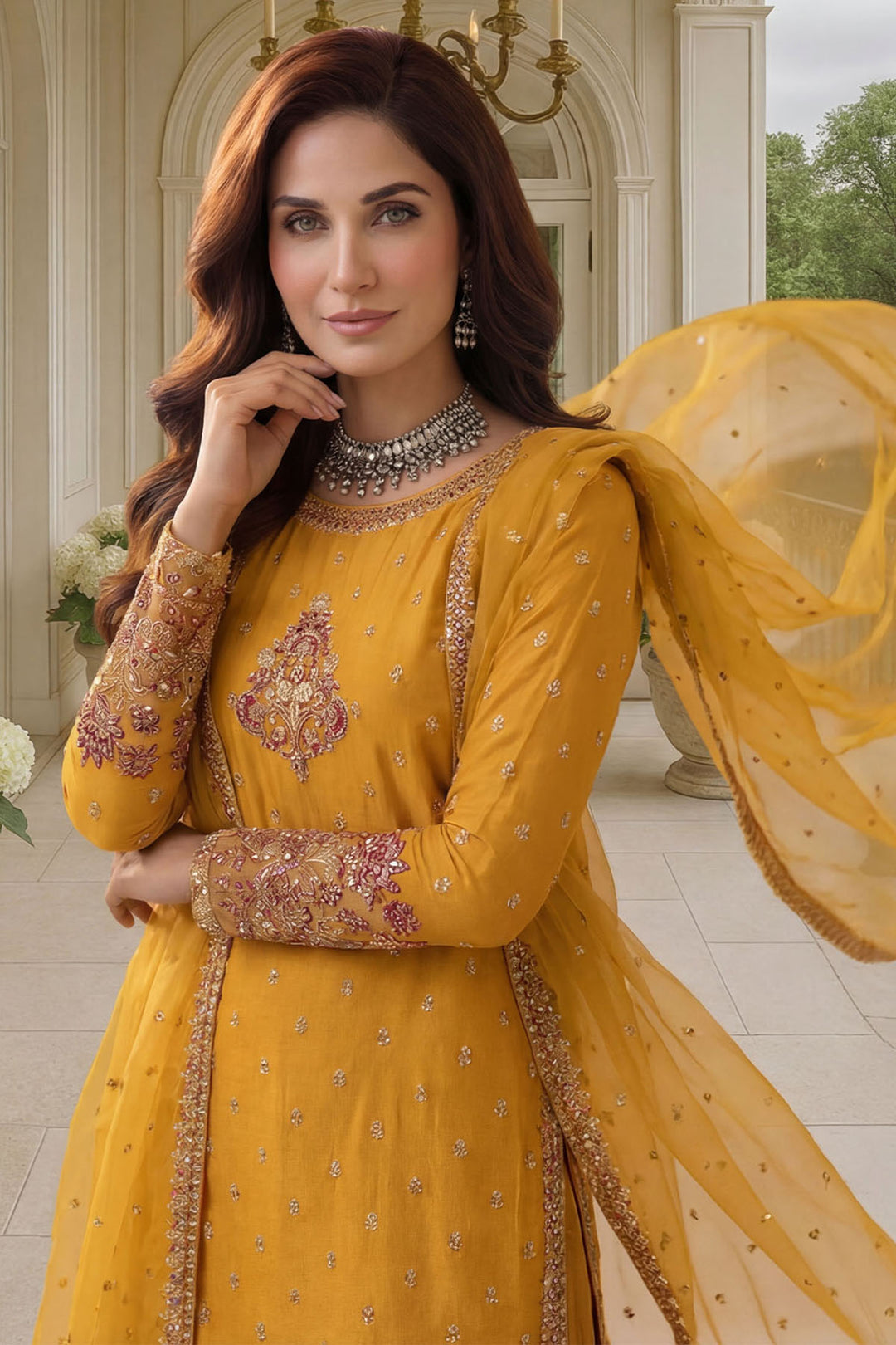 5753-LILY EMBROIDERED SILK STITCHED