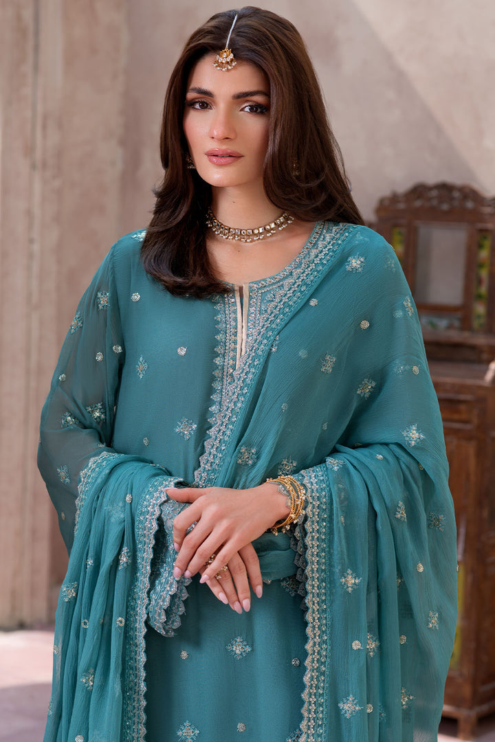 5757-HANNAH EMBROIDERED CRINKLE CHIFFON STITCHED