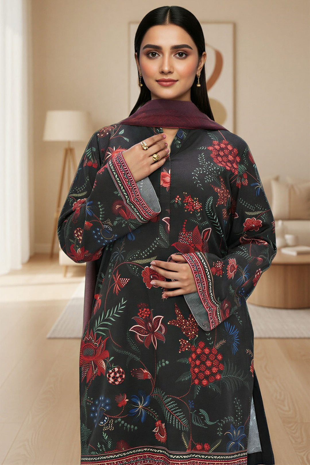 5760-ANOOR DIGITAL PRINTED KHADDAR STITCHED