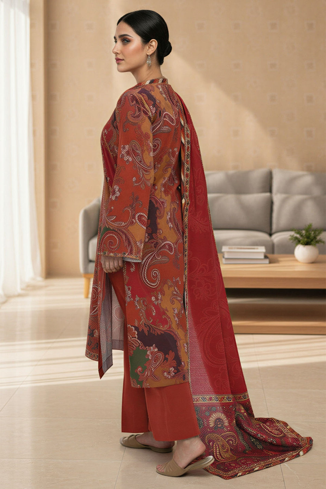 5761-RAHAB DIGITAL PRINTED KHADDAR STITCHED