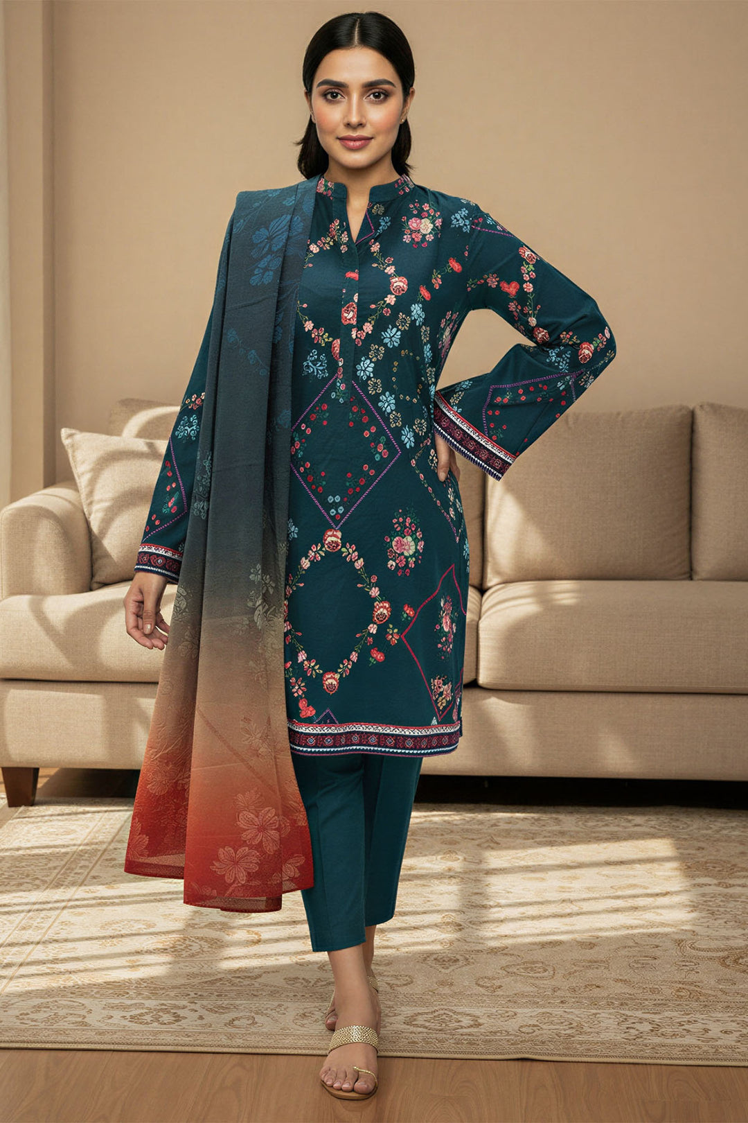 5771-MIHRA DIGITAL PRINTED KHADDAR STITCHED