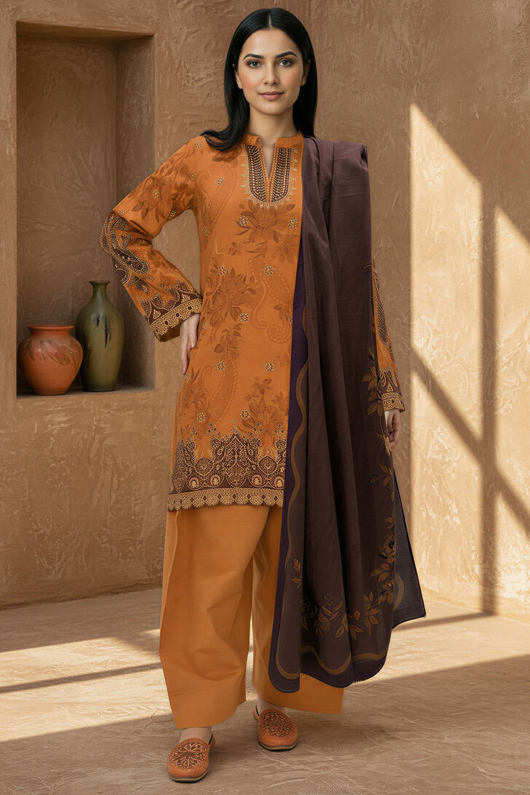5776-ZAIRA DIGITAL PRINTED KHADDAR STITCHED