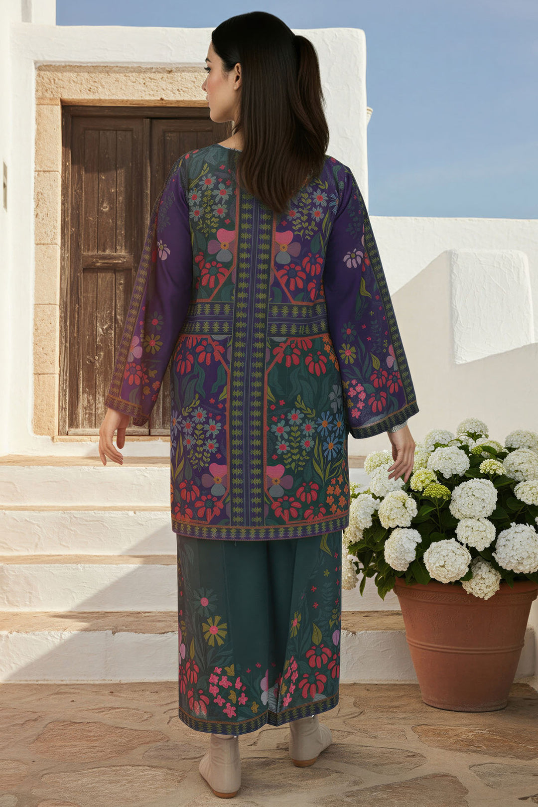 5784-NEZA DIGITAL PRINTED RAW SILK STITCHED