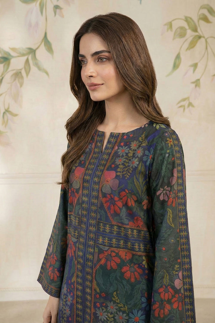 5784-NEZA DIGITAL PRINTED RAW SILK STITCHED