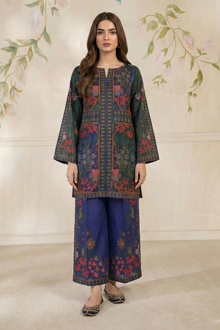 5784-NEZA DIGITAL PRINTED RAW SILK STITCHED