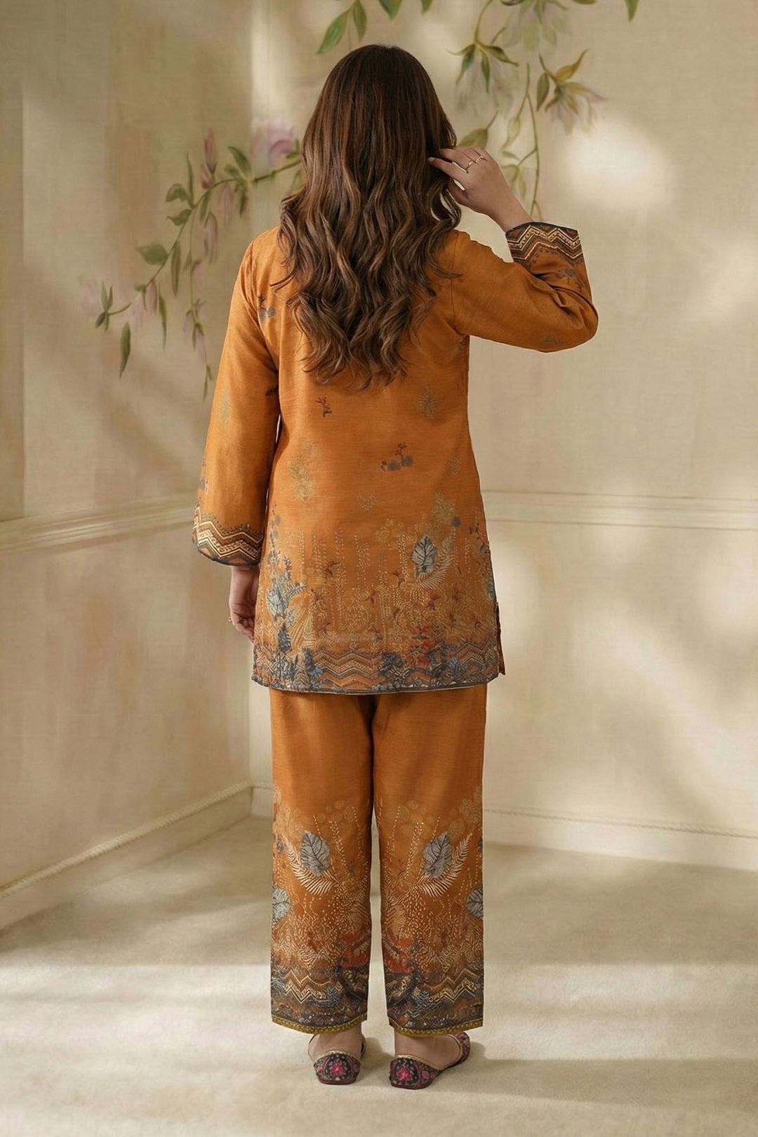 5786-NIARA DIGITAL PRINTED RAW SILK STITCHED