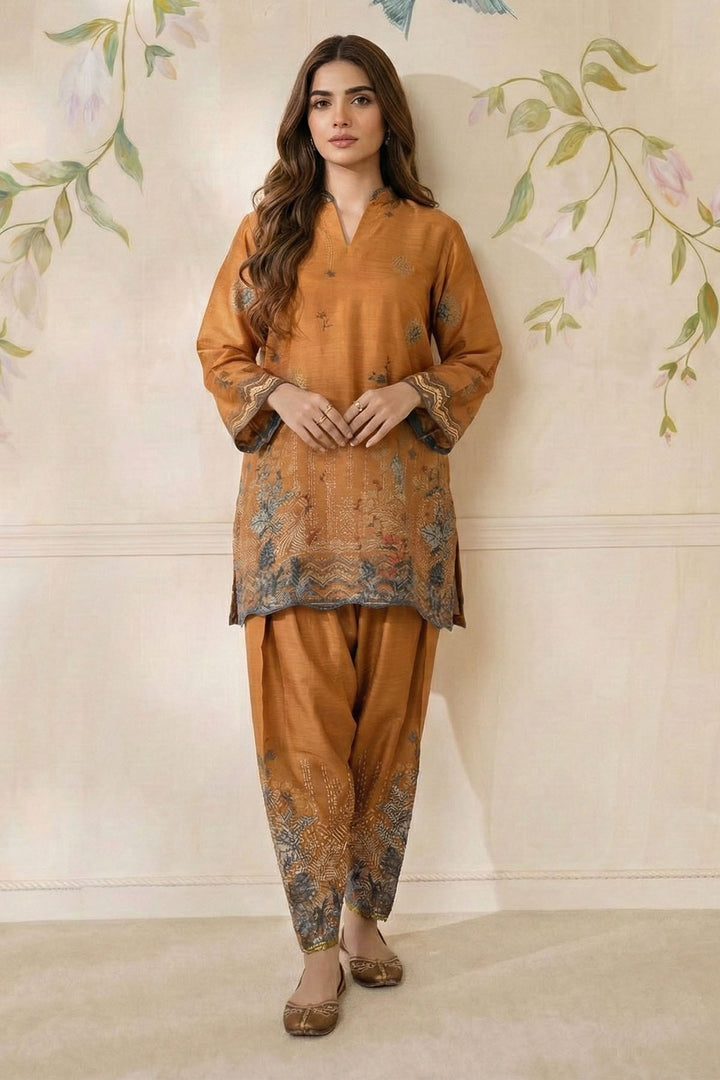 5786-NIARA DIGITAL PRINTED RAW SILK STITCHED