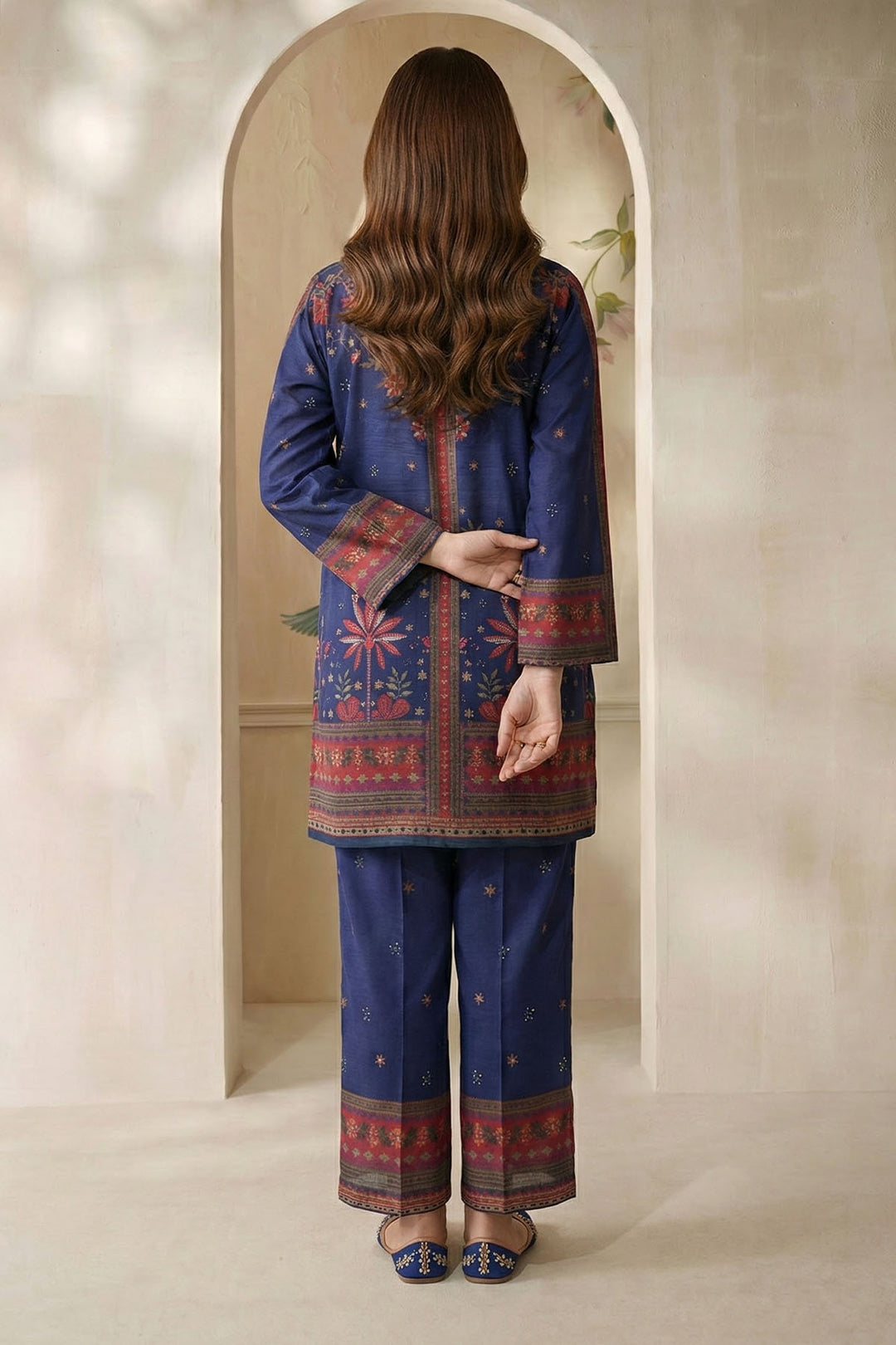 5793-ZYRA DIGITAL PRINTED RAW SILK STITCHED