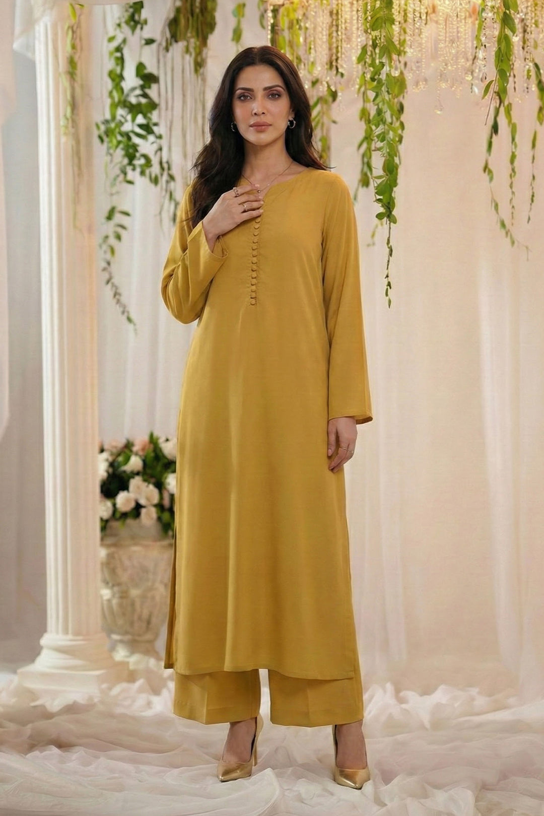 5802-AAHGA DYED GEORGETTE STITCHED