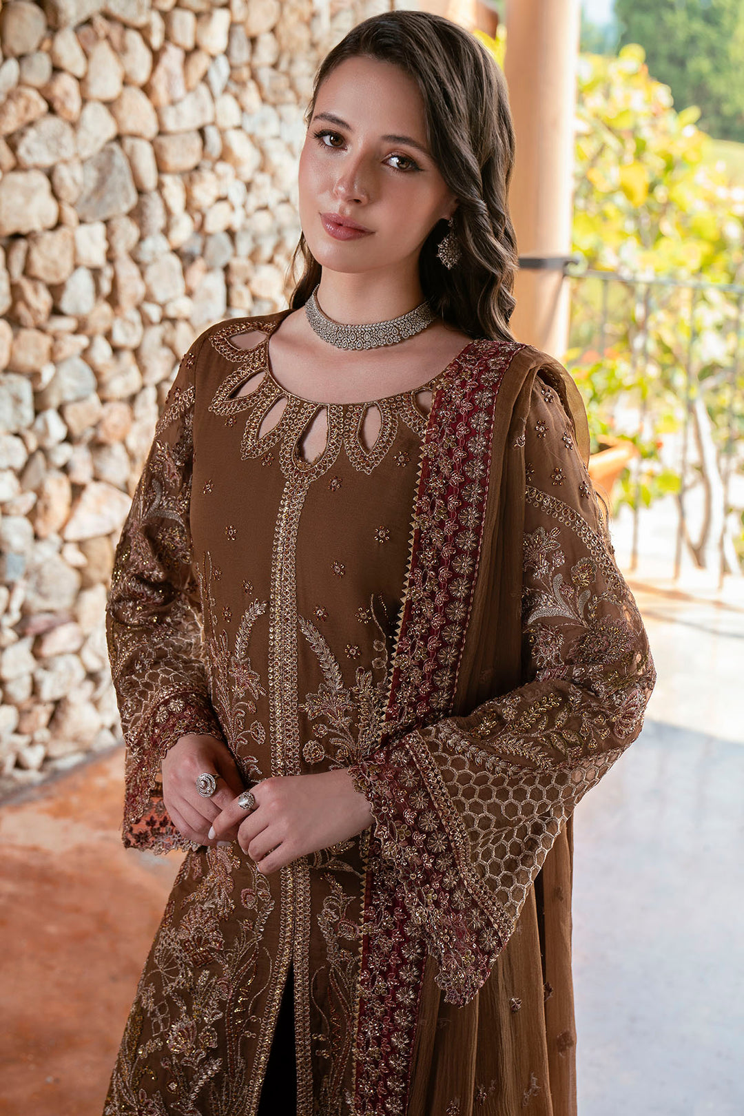 5804-FIROE EMBROIDERED CRINKLE CHIFFON UNSTITCHED