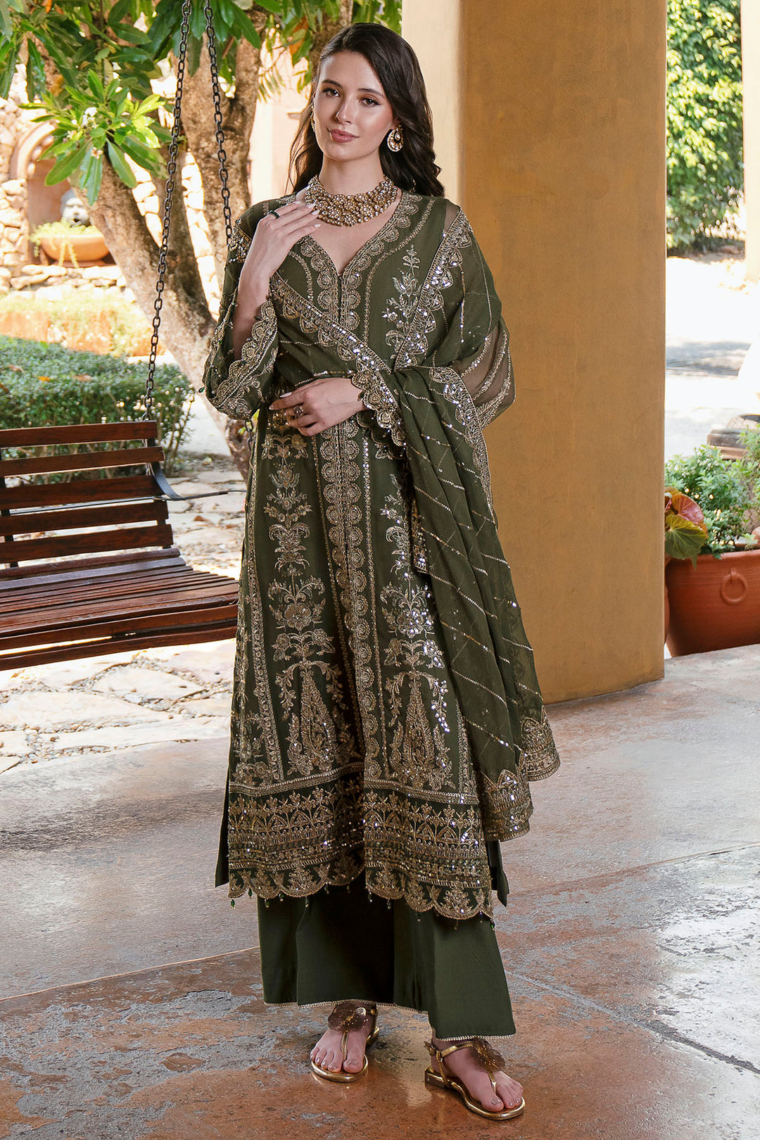 5807-GIADINO EMBROIDERED CRINKLE CHIFFON UNSTITCHED