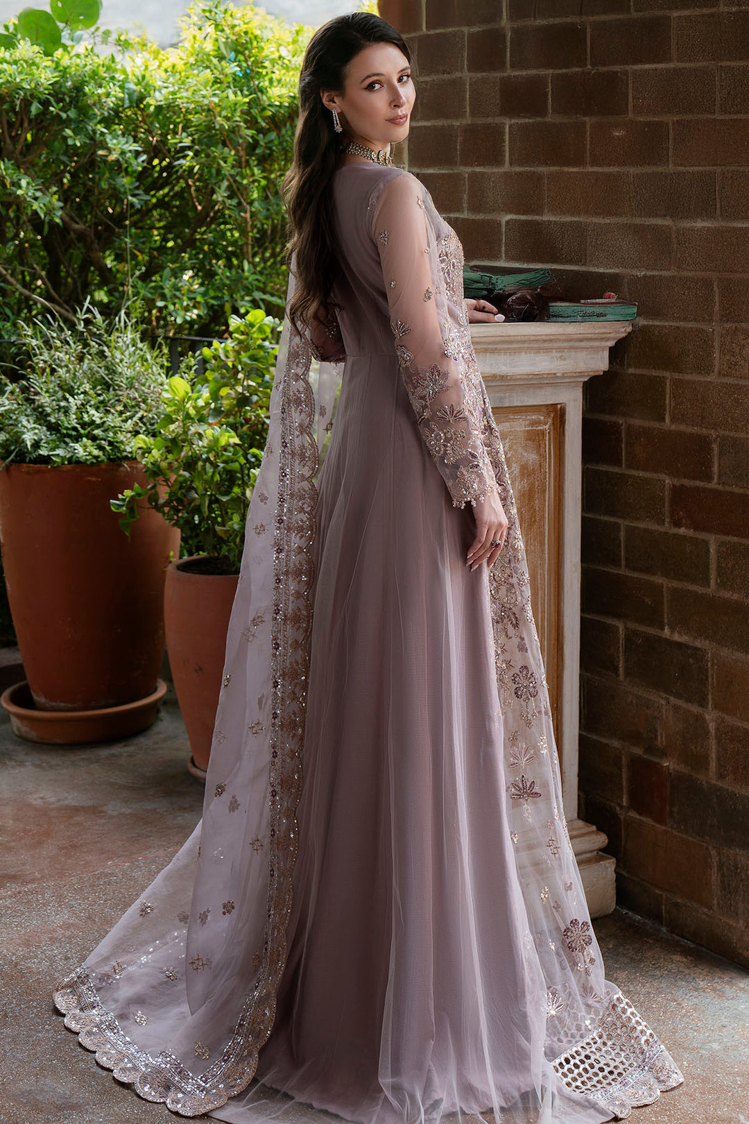 5812-ORCHID EMBROIDERED SILK NET UNSTITCHED