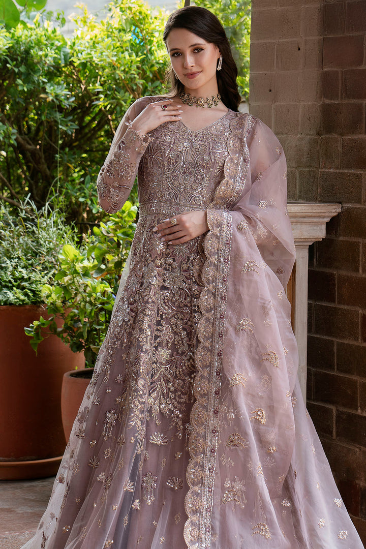 5812-ORCHID EMBROIDERED SILK NET UNSTITCHED