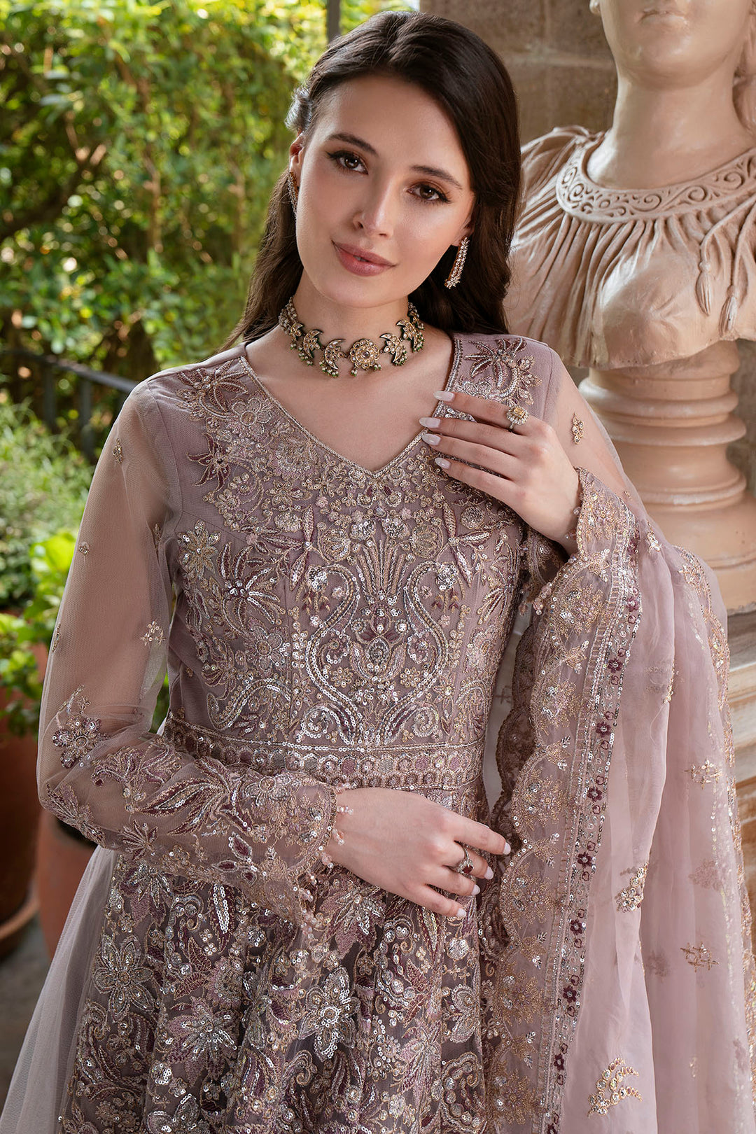 5812-ORCHID EMBROIDERED SILK NET UNSTITCHED