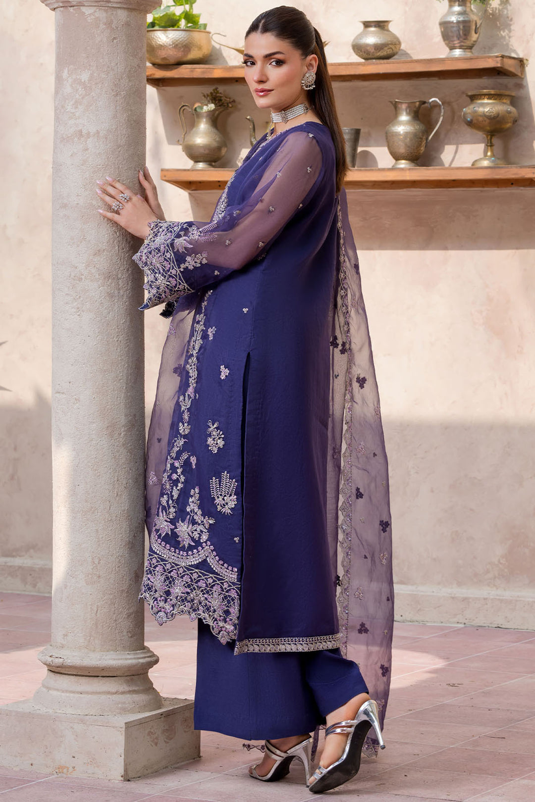 5829-SALLY EMBROIDERED ORGANZA STITCHED