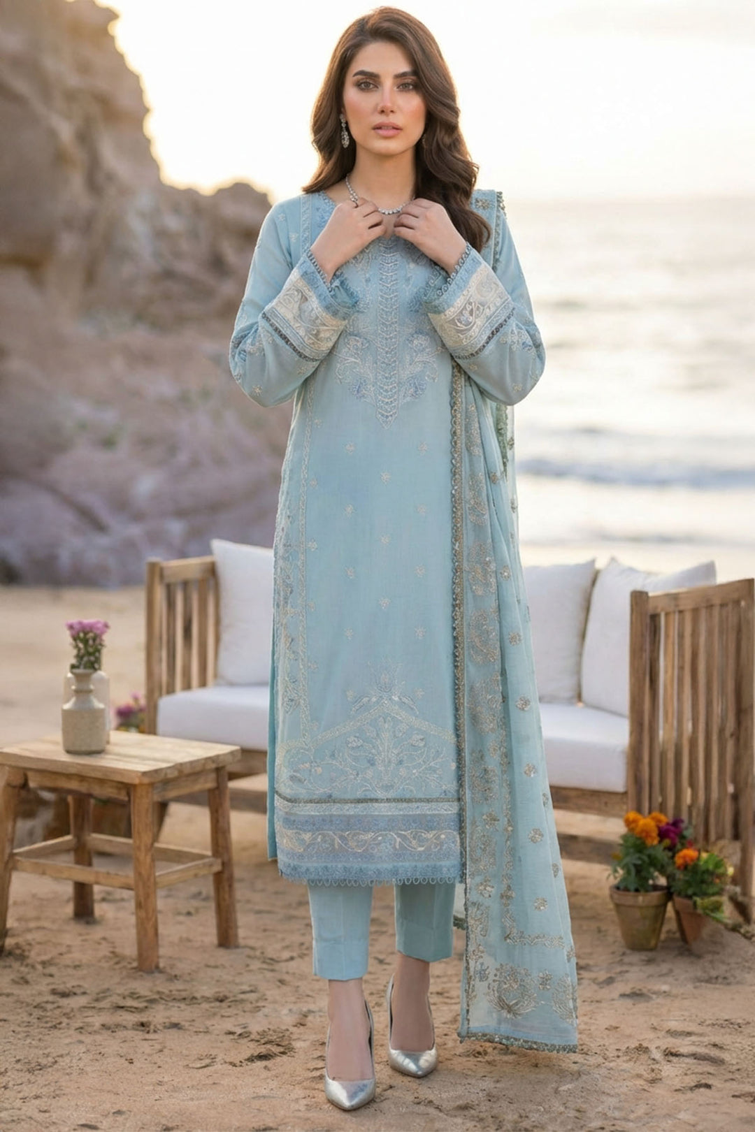 5846-JASMINE EMBROIDERED LAWN UNSTITCHED