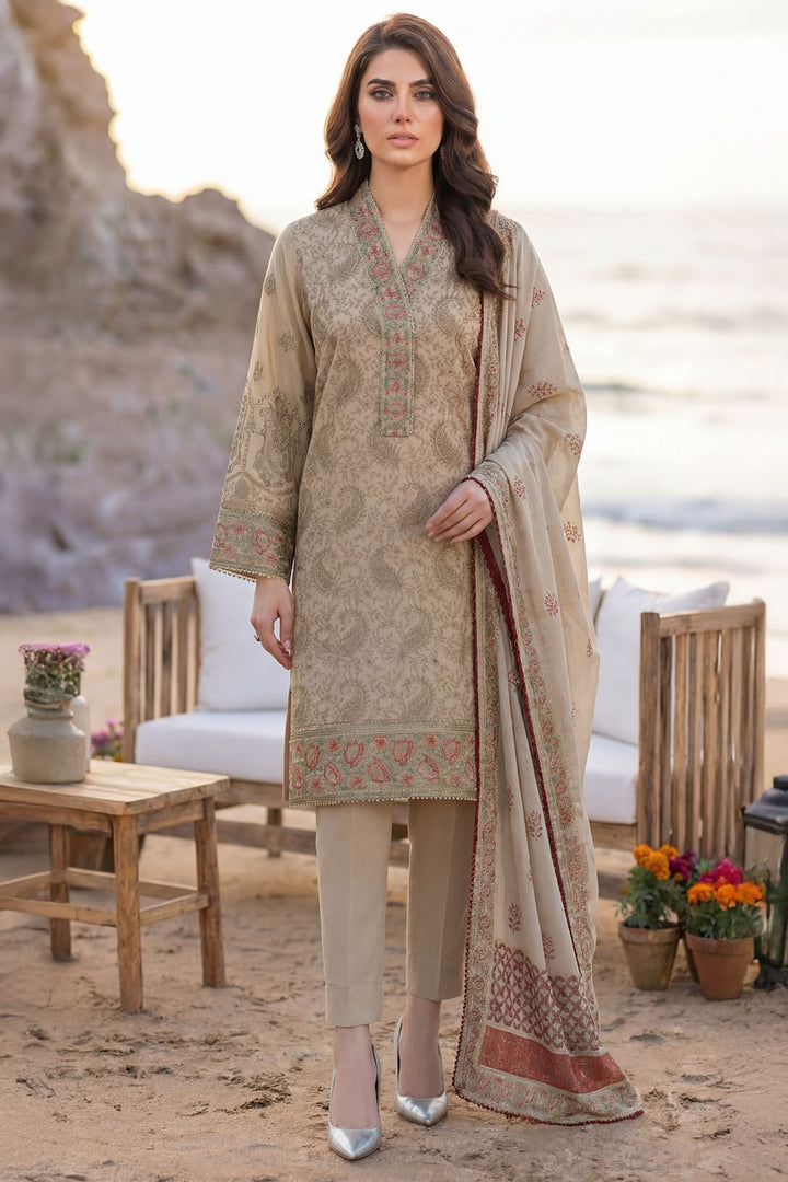 5852-INDIGO EMBROIDERED LAWN UNSTITCHED
