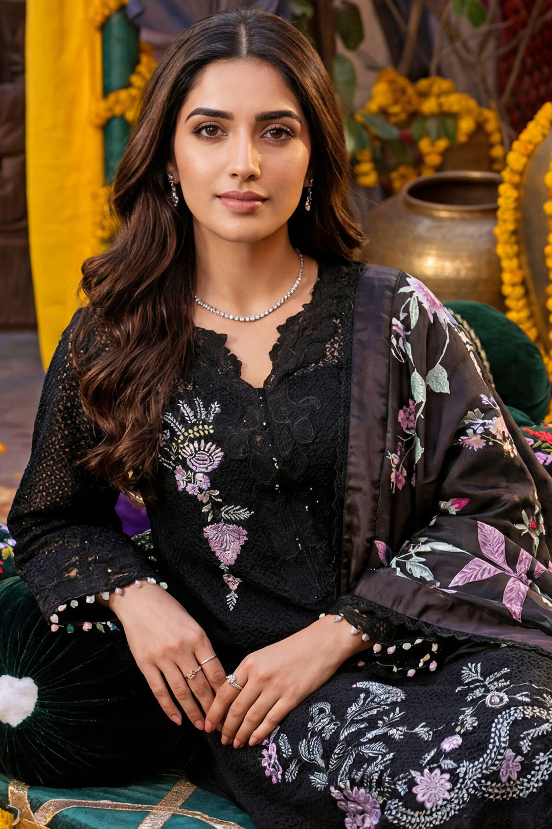 5925-DANDELION EMBROIDERED LAWN UNSTITCHED