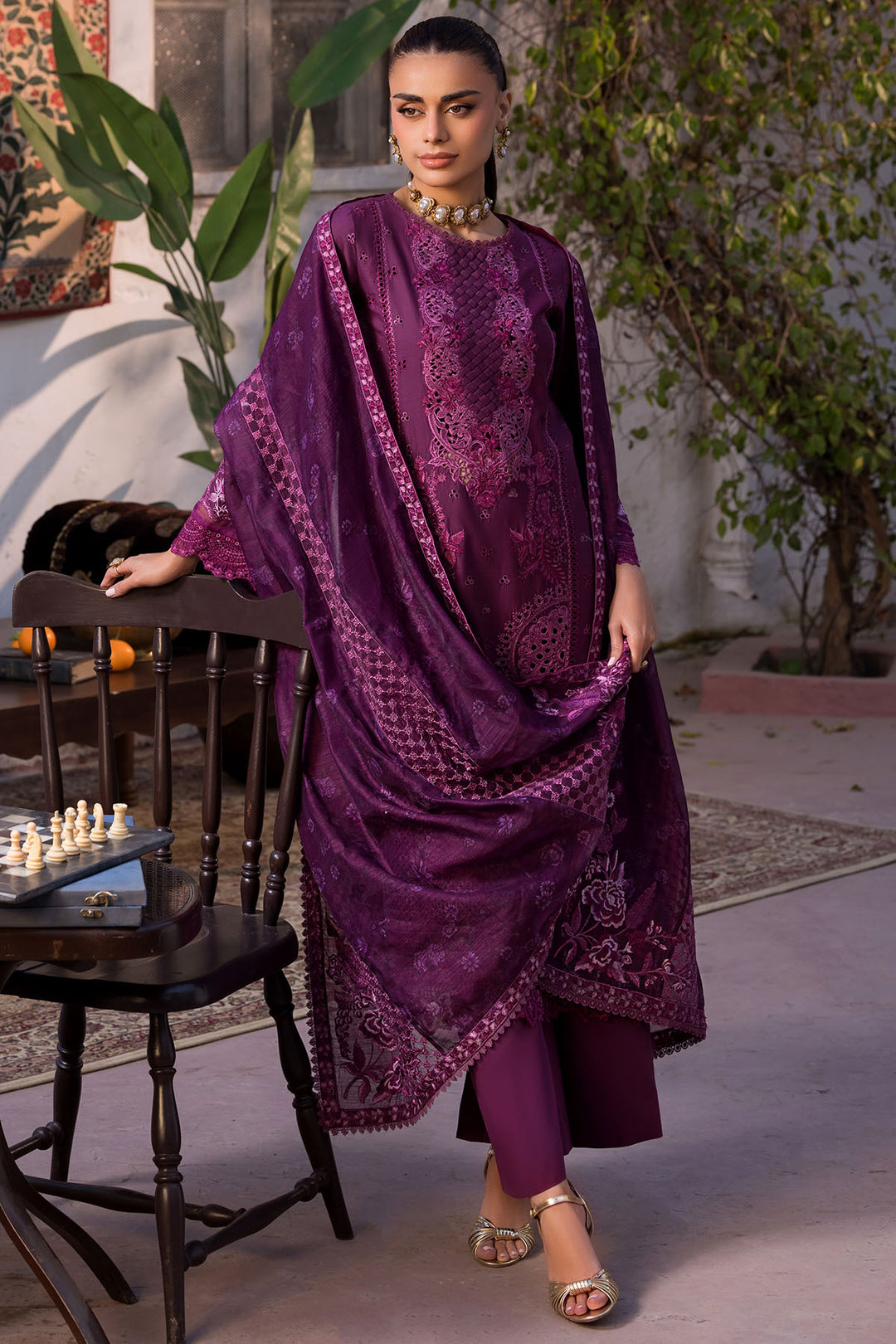 5931-CRIMSON EMBROIDERED LAWN UNSTITCHED